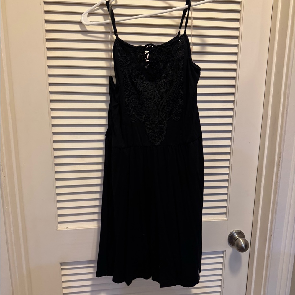 Xhilaration Black Midi Dress with Lace Detail